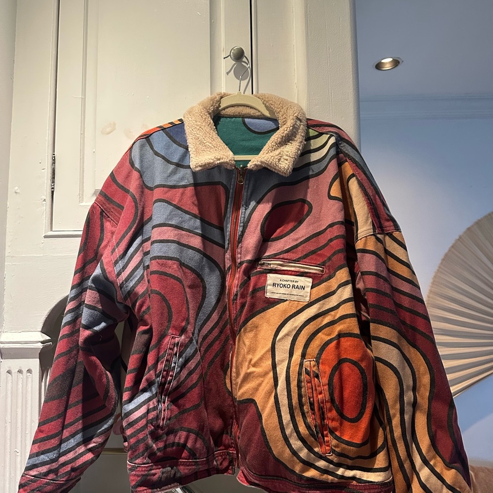 Oversized Colorful Ryoko Rain Jacket with Abstract Design